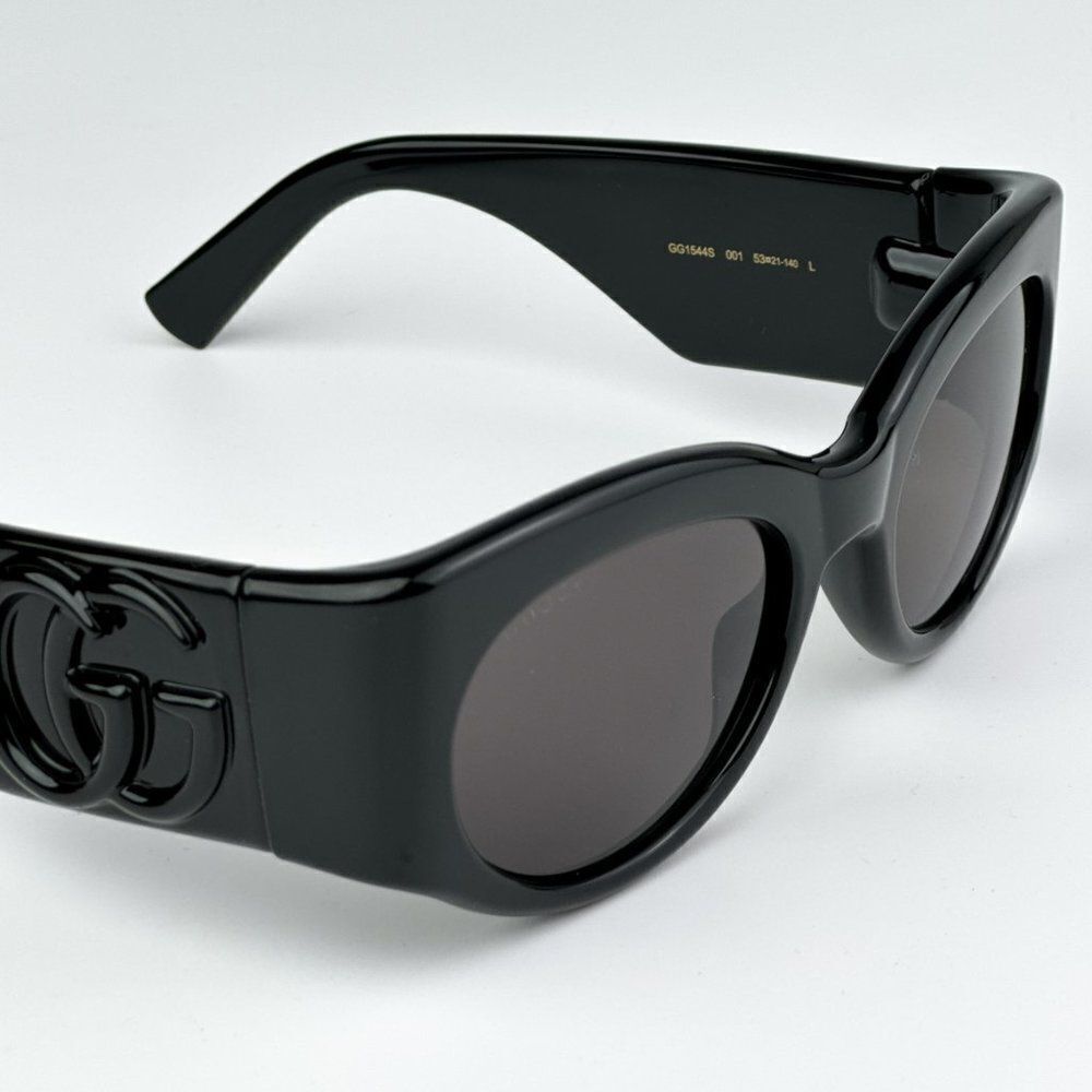 NEW Gucci GG1544S 001 Black Grey Unisex Oval Sunglasses GG 1544S - Picture 8 of 10